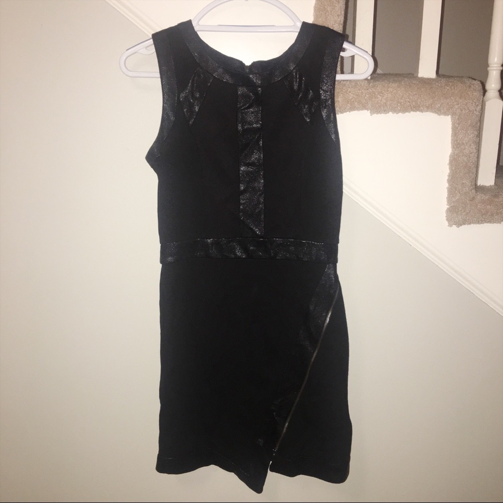 Black Dress with leather details